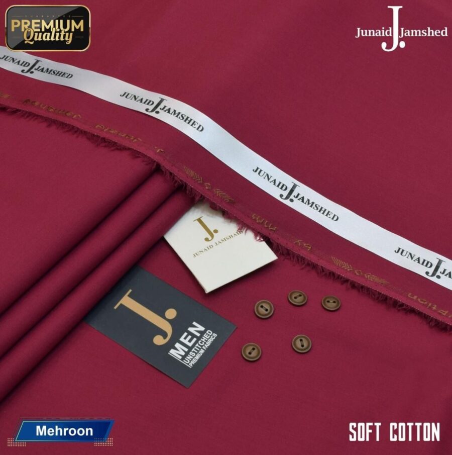 Men's Unstitched Cotton Suits - Four Season - Junaid Jamshed - Maroon